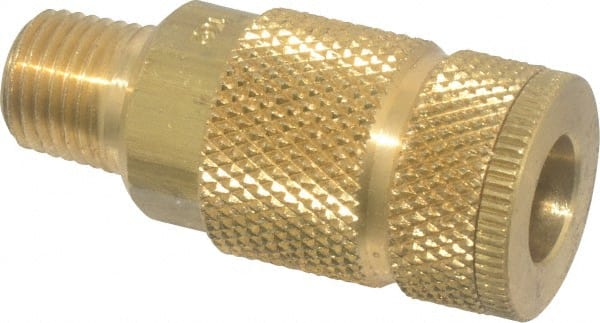 Coilhose Pneumatics - 1/4 Male NPT Tru-Flate Automotive Pneumatic Hose Coupler - Brass, 1/4" Body Diam - Exact Tooling
