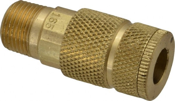 Coilhose Pneumatics - 3/8 Male NPT Tru-Flate Automotive Pneumatic Hose Coupler - Brass, 1/4" Body Diam - Exact Tooling