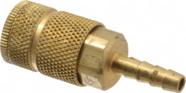 Coilhose Pneumatics - Hose Barb Tru-Flate Automotive Pneumatic Hose Coupler - Brass, 1/4" Body Diam, 1/4" Hose ID - Exact Tooling