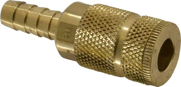 Coilhose Pneumatics - Hose Barb Tru-Flate Automotive Pneumatic Hose Coupler - Brass, 1/4" Body Diam, 3/8" Hose ID - Exact Tooling