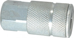Coilhose Pneumatics - 1/4 Female NPT Tru-Flate Automotive Pneumatic Hose Coupler - Plated Steel, 3/8" Body Diam - Exact Tooling