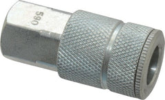 Coilhose Pneumatics - 3/8 Female NPT Tru-Flate Automotive Pneumatic Hose Coupler - Plated Steel, 3/8" Body Diam - Exact Tooling