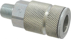 Coilhose Pneumatics - 1/4 Male NPT Tru-Flate Automotive Pneumatic Hose Coupler - Plated Steel, 3/8" Body Diam - Exact Tooling