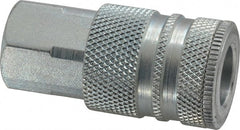 Coilhose Pneumatics - 1/4 Female NPT Industrial Pneumatic Hose Coupler - Plated Steel, 3/8" Body Diam - Exact Tooling