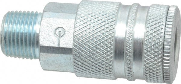 Coilhose Pneumatics - 3/8 Male NPT Industrial Pneumatic Hose Coupler - Plated Steel, 3/8" Body Diam - Exact Tooling
