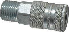 Coilhose Pneumatics - 1/2 Male NPT Industrial Pneumatic Hose Coupler - Plated Steel, 3/8" Body Diam - Exact Tooling