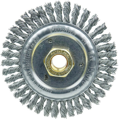 4 1/2″ Root Pass Brush-0.020″ Steel Wire 5/8-11 Dbl-H x Nut - Dually Weld Cleaning Brush - Exact Tooling
