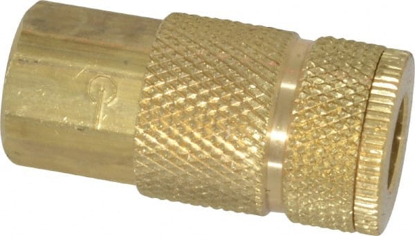 Coilhose Pneumatics - 1/4 Female NPT Tru-Flate Automotive Pneumatic Hose Coupler - Brass, 1/4" Body Diam - Exact Tooling