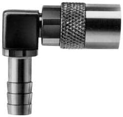 Coilhose Pneumatics - Hose Barb Non-Valved Moldflow Pneumatic Hose 90° Non-Valved Coupler - Brass, 3/8" Body Diam, 3/8" Hose ID - Exact Tooling