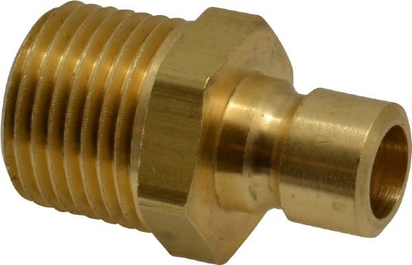 Coilhose Pneumatics - 1/2-14" NPT, 3/8" Body Diam, Coolant & Fluid Line Male Connectors - Brass - Exact Tooling
