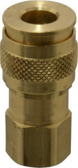 Coilhose Pneumatics - 1/4 Female NPT Universal Pneumatic Hose Coupler - Brass, 1/4" Body Diam - Exact Tooling