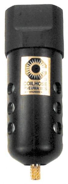 Coilhose Pneumatics - 3/8" Port, 6" High, FRL Filter with Polycarbonate Bowl & Automatic Drain - 150 Max psi, 120°F Max, 3.8 oz Bowl Capacity - Exact Tooling