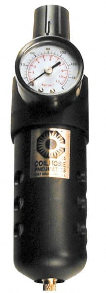 Coilhose Pneumatics - 3/8" NPT Port Compact 1 Piece Filter/Regulator FRL Unit - Polycarbonate Bowl, 65 SCFM, 150 Max psi, 8" High, Manual Drain - Exact Tooling