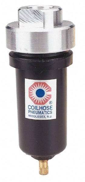 Coilhose Pneumatics - Filter Mechanical Drain with Poly Bowl & Plastic Guard - 5-3/4" High x 2-1/8" Wide, For Use with Compressor Tanks, Filters, Drop Legs, Coolers & Dryers - Exact Tooling