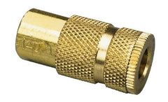Coilhose Pneumatics - 1/8 Female NPT Industrial Pneumatic Hose Coupler - Brass, 1/4" Body Diam - Exact Tooling