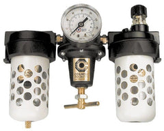 Coilhose Pneumatics - 1/4 NPT Heavy-Duty 3 Pc Filter-Regulator-Lubricator FRL Unit with Sight Glass & Pressure Gauge - Exact Tooling