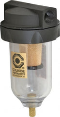 Coilhose Pneumatics - 3/8" Port, 5" High, FRL Filter with Polycarbonate Bowl & Manual Drain - 150 Max psi, 120°F Max, 4 oz Bowl Capacity - Exact Tooling