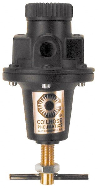 Coilhose Pneumatics - 3/4 NPT Port, 160 CFM, Cast Aluminum Heavy-Duty T-Handle Regulator - 0 to 60 psi Range, 250 Max psi Supply Pressure, 1/4" Gauge Port Thread, 5" Wide x 8-1/2" High - Exact Tooling
