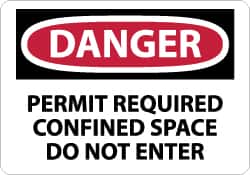 NMC - "Danger - Permit Required - Confined Space - Do Not Enter", 7" Long x 10" Wide, Aluminum Safety Sign - Rectangle, 0.04" Thick, Use for Accident Prevention - Exact Tooling