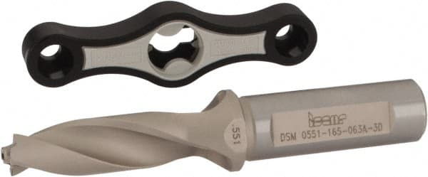 Iscar - 0.551 to 0.587" Diam, 3xD, 1.65" Max Depth, 5/8" Shank Diam, 4.27" OAL, Replaceable Tip Drill - IDK, IDM, IDN, IDP Insert, DSM Toolholder, Series ChamDrillJet - Exact Tooling