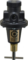 Coilhose Pneumatics - 3/8 NPT Port, 40 CFM, Cast Aluminum Tamper Proof Heavy-Duty T-Handle Regulator - 0 to 125 psi Range, 250 Max psi Supply Pressure, 1/4" Gauge Port Thread, 3" Wide x 5-1/2" High - Exact Tooling