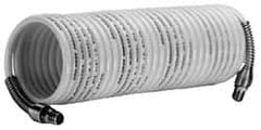 Coilhose Pneumatics - 1/4" ID, 1/4 Thread, 25' Long, Yellow Nylon Coiled & Self Storing Hose - Exact Tooling