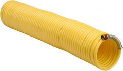 Coilhose Pneumatics - 1/4" ID, 1/4 Thread, 50' Long, Yellow Nylon Coiled & Self Storing Hose - 185 Max psi, Male Swivel x Male Swivel - Exact Tooling
