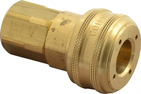 Coilhose Pneumatics - 1/4 Female NPT Industrial Pneumatic Hose Coupler - Brass, 3/8" Body Diam - Exact Tooling
