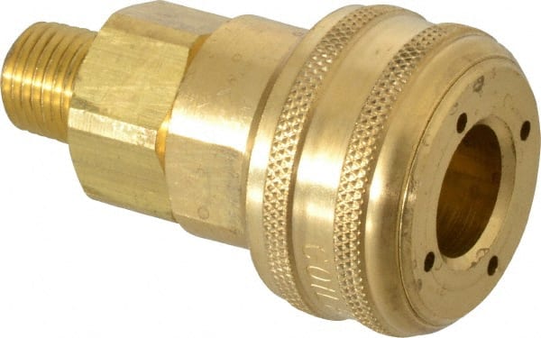 Coilhose Pneumatics - 1/4 Male NPT Industrial Pneumatic Hose Coupler - Brass, 3/8" Body Diam - Exact Tooling