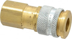 Coilhose Pneumatics - 3/8 Female NPT European High Flow Pneumatic Hose Coupler - Brass, 1/4" Body Diam - Exact Tooling