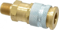 Coilhose Pneumatics - 1/4 Male NPT European High Flow Pneumatic Hose Coupler - Brass, 1/4" Body Diam - Exact Tooling