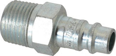 Coilhose Pneumatics - 3/8 Male NPT European High Flow Pneumatic Hose Connector - Plated Steel, 1/4" Body Diam - Exact Tooling