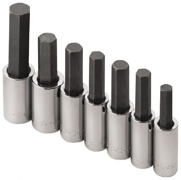 SK - 7 Piece 1/2" Drive Inch Hex Bit Socket Set - 5/16 to 3/4" Hex - Exact Tooling