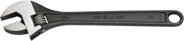 SK - 1-1/8" Jaw Capacity, 10" Standard Adjustable Wrench - Steel, Black Finish, 10" OAL - Exact Tooling