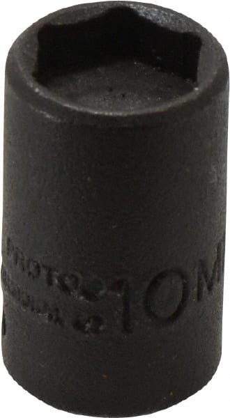 Proto - 1/4" Drive 10mm Standard Magnetic Impact Socket - 6 Points, 15/16" OAL - Exact Tooling