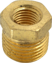 Cerro - 1/2 Male Thread x 1/4 Female Thread, Brass Industrial Pipe Hex Bushing - MNPTF x FNPTF, 1,200 psi - Exact Tooling