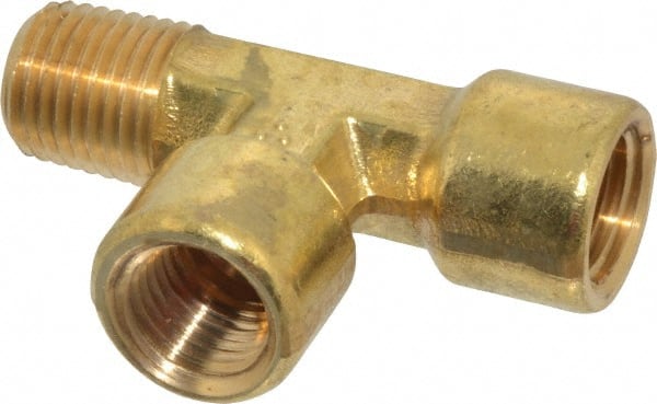 Cerro - 1/4 Male Thread x 1/4 Female Thread, Brass Industrial Pipe Street Tee - MNPTF x FNPTF, 1,200 psi - Exact Tooling