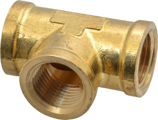 Cerro - 3/8 Female Thread, Brass Industrial Pipe Female Tee - FNPTF, 1,200 psi - Exact Tooling