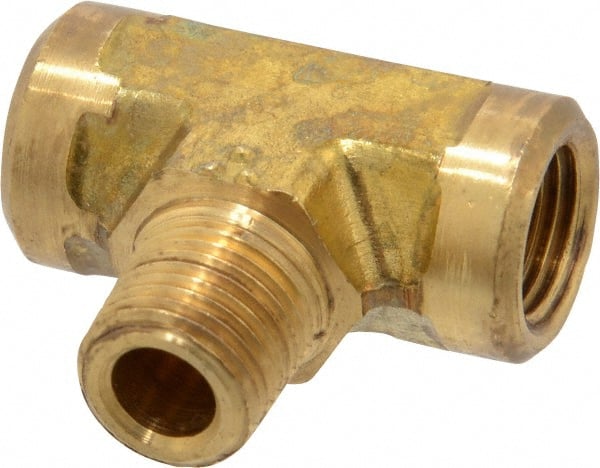Cerro - 1/8 Male Thread x 1/8 Female Thread, Brass Industrial Pipe Male Branch Tee - MNPTF x FNPTF, 1,200 psi - Exact Tooling