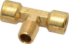 Cerro - 1/4 Male Thread x 1/4 Female Thread, Brass Industrial Pipe Male Branch Tee - MNPTF x FNPTF, 1,200 psi - Exact Tooling