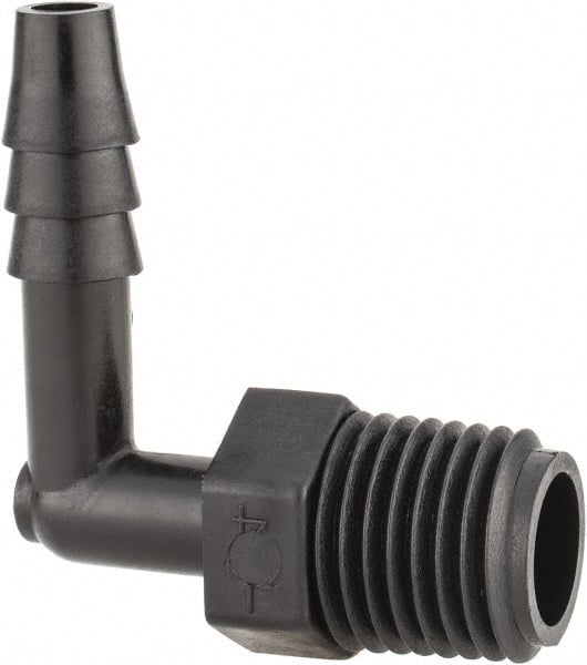 NewAge Industries - 1/4" Barb, 1/4 NPT, Multiple Barbed Tube Elbow - Polyethylene, Male - Exact Tooling