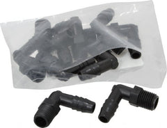 NewAge Industries - 3/8" Barb, 1/4 NPT, Multiple Barbed Tube Elbow - Polyethylene, Male - Exact Tooling