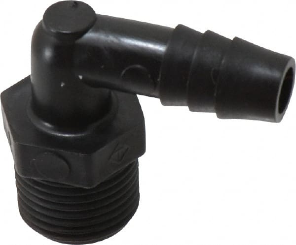NewAge Industries - 3/8" Barb, 3/8 NPT, Multiple Barbed Tube Elbow - Polyethylene, Male - Exact Tooling