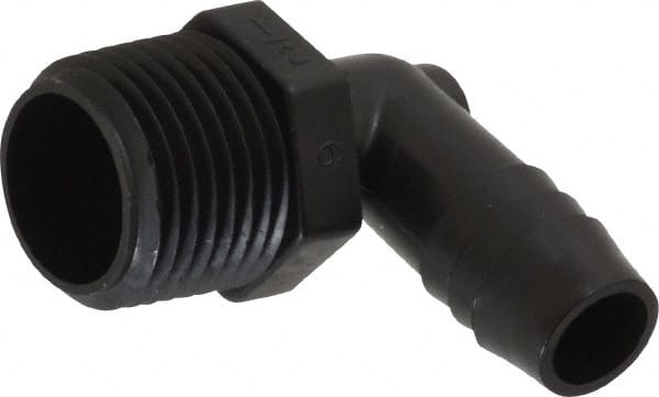 NewAge Industries - 1/2" Barb, 1/2 NPT, Multiple Barbed Tube Elbow - Polyethylene, Male - Exact Tooling