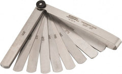 SPI - 13 Piece, 0.0015 to 0.2" Thick, Parallel Feeler Gage Set - 4-1/4" Leaf Length, 1/2" Wide, Tempered Steel - Exact Tooling