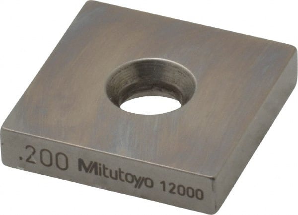 Mitutoyo - 0.2" Square Steel Gage Block - Accuracy Grade 0, Includes Certificate of Inspection - Exact Tooling