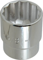 Proto - 1-3/8", 1/2" Drive, Standard Hand Socket - 12 Points, 2" OAL, Chrome Vanadium, Chrome Finish - Exact Tooling