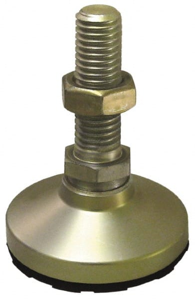 Gibraltar - 1-8 Bolt Thread, Studded Pivotal Stud Mount Leveling Pad & Mount - 2,000 Max Lb Capacity, 4" Base Diam - Exact Tooling
