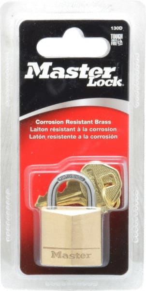 Master Lock - 5/8" Shackle Clearance, Keyed Different Solid Brasss Padlock - 3/16" Shackle Diam, Solid Brass - Exact Tooling