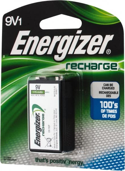 Energizer - Size 9V, NiMH, Standard Battery - 9 Volts, Miniature Snap Terminal - Exact Tooling